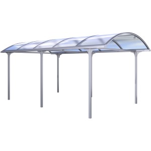 KGT Runddach Carport Elbe, Einzelcarport mit Aluminium-Konstruktion und Doppelstegplatten.