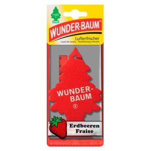Wunderbaum Lufterfrischer Erdbeere für Auto, roter Duftbaum in Verpackung.