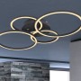 Moderne, schwarze LED-Deckenleuchte Kendy mit vier Ringen und energiesparendem Licht.