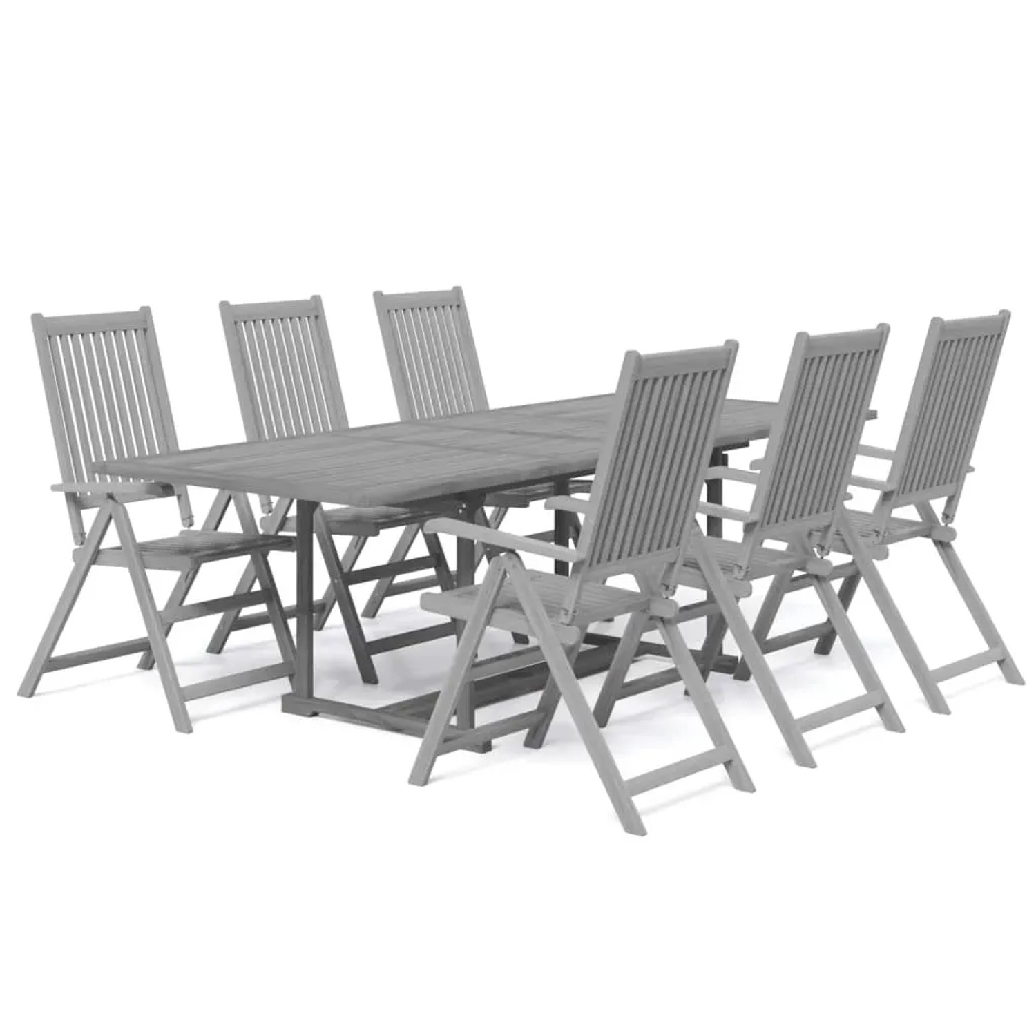 vidaXL 7-Tlg Garten-Essgruppe Massivholz Akazie 3079651