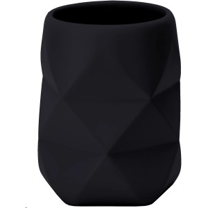 Schwarzer Zahnputzbecher Crackle von Kleine Wolke mit 3D-Struktur für das Badezimmer.