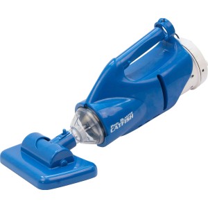 Summer Fun Pool-Bodensauger Blaster Catfish, blau-weißer Poolsauger mit Griff und Bürstenkopf.
