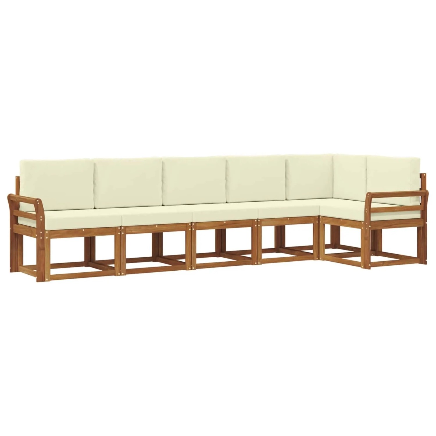 vidaXL Outdoor-Sofagarnitur mit Kissen 6-Tlg Natur und Creme 3366463