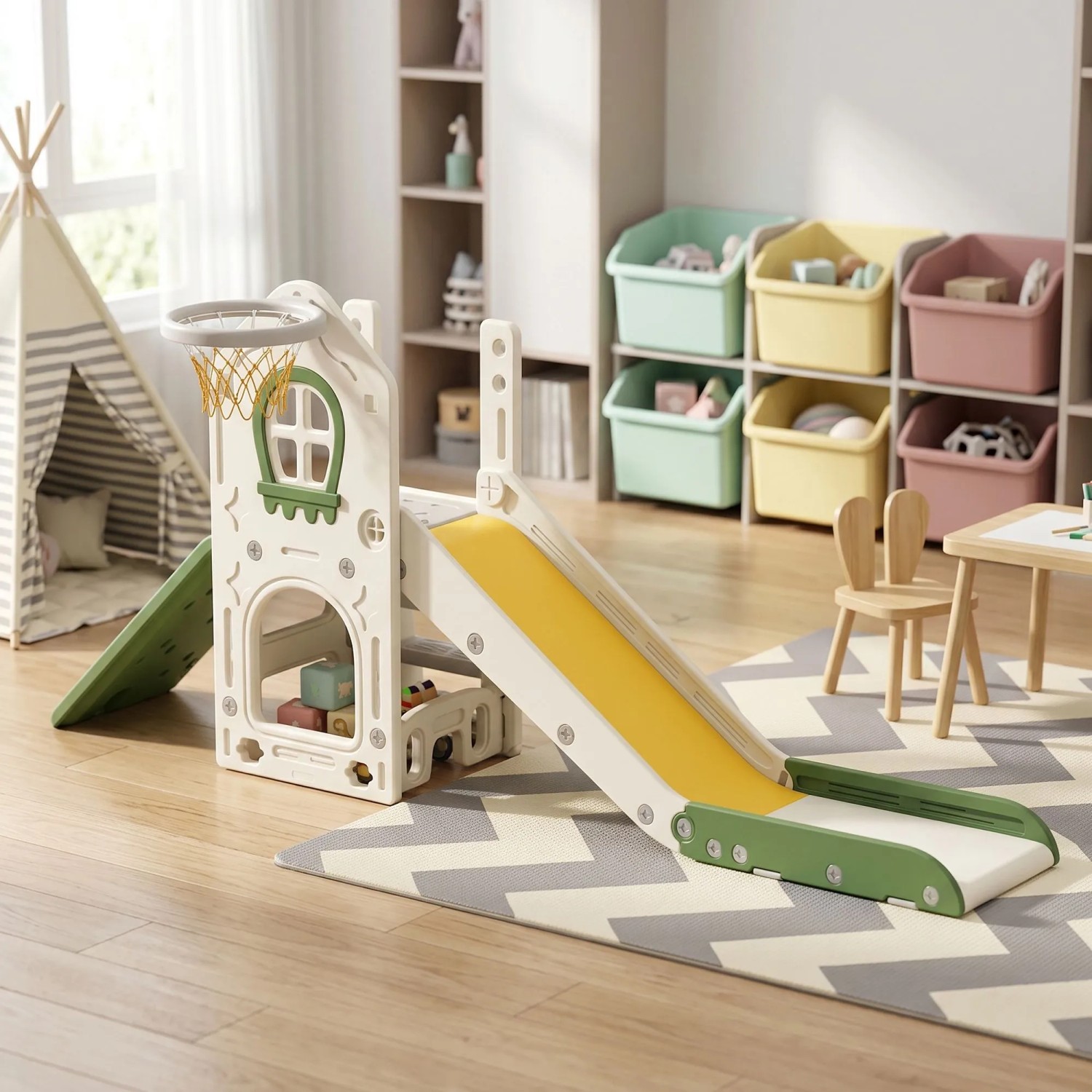 AIYAPLAY Kids Slide HDPE 191L x 100B x 84H cm Cremeweiß_8
