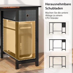 Costway Schreibtisch mit Schubladen und CPU-Fach. PC-Tisch für Zuhause.