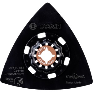 Bosch Starlock AVZ 90 RT2 Karbid-Riff Platte für Deltaschleifer, zum Entfernen von Mörtel und Fliesenkleber.