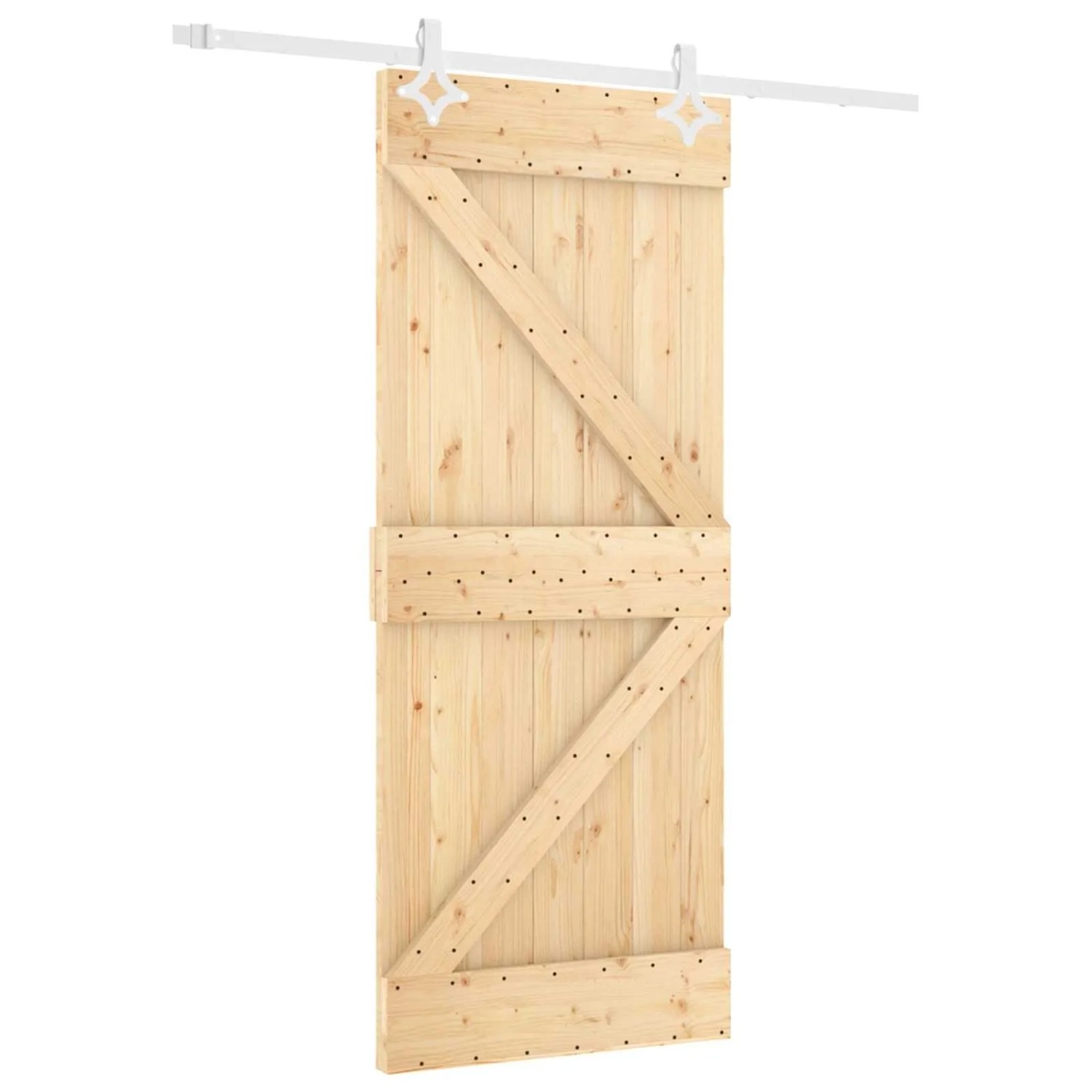 vidaXL Schiebetür Natur und Weiß 80 x 210 cm Massives Kiefernholz 3445098