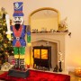 184 cm großer, beleuchteter Nussknacker Soldat mit Schwert und LED-Lichtern für festliche Weihnachtsdeko.
