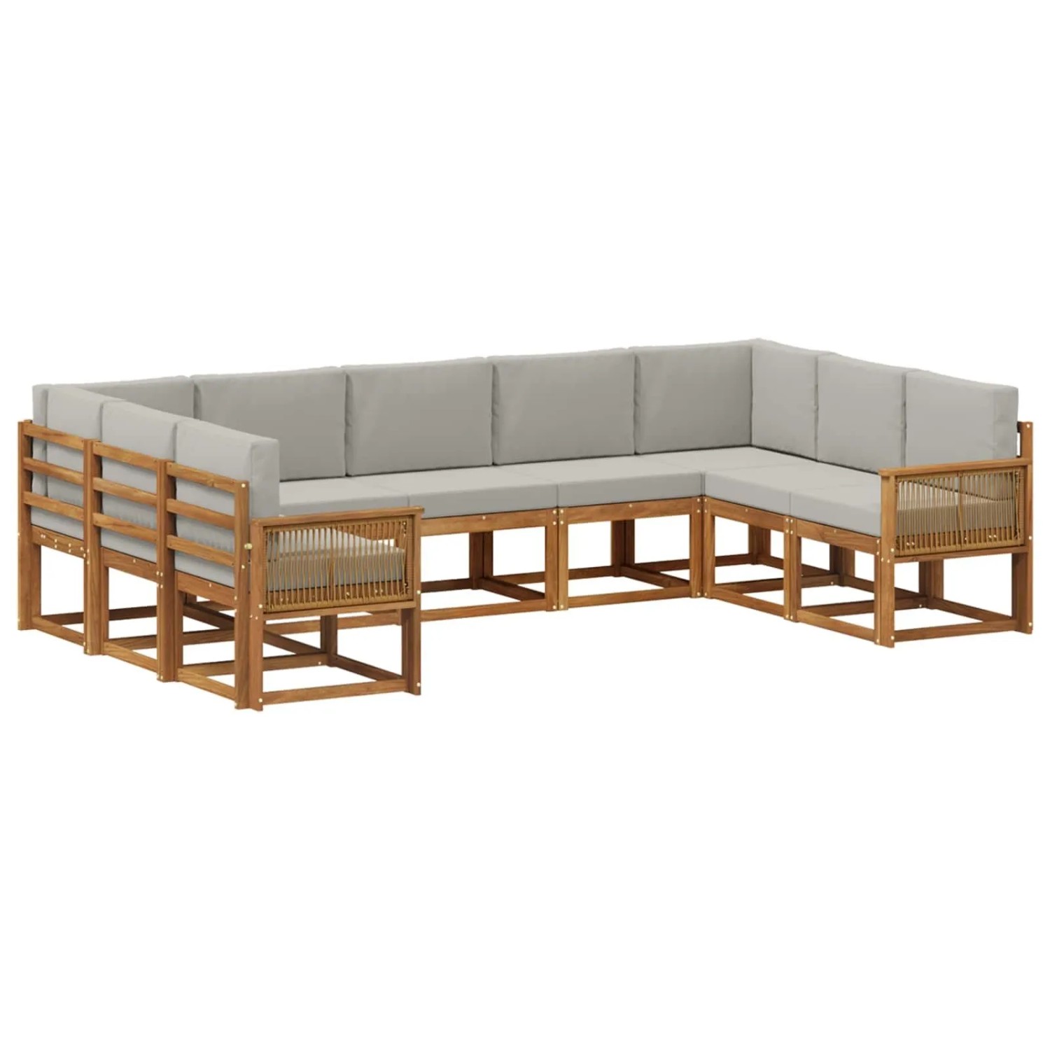 vidaXL Outdoor-Sofagarnitur mit Kissen 9 Stk Natur und Hellgrau 3385537