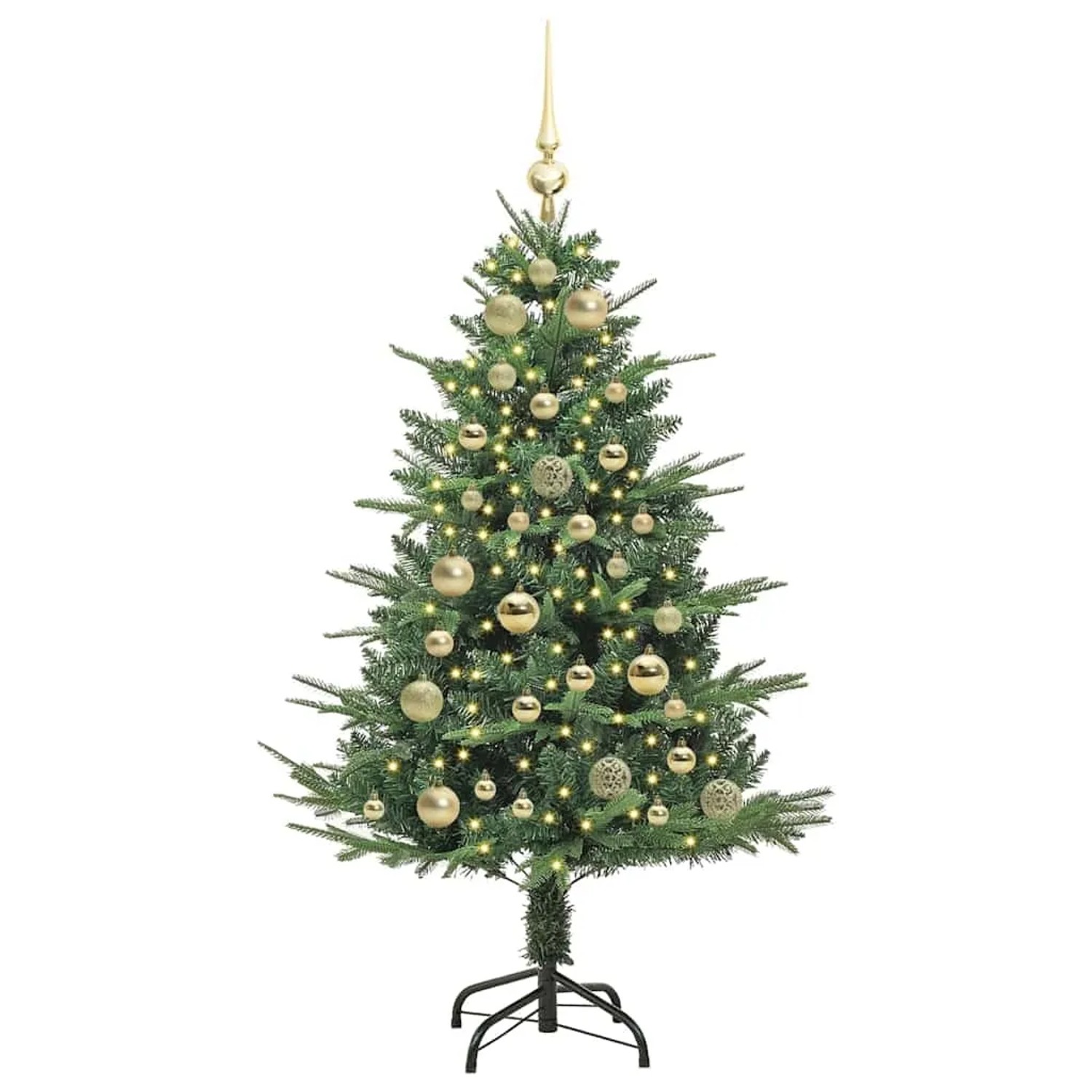 vidaXL Künstlicher Vorbeleuchteter Weihnachtsbaum mit Kugelset Grün 3395330
