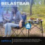 24MOVE Campingtisch klappbar, höhenverstellbar mit Tragetasche. Aluminium Tisch mit Speisen im Outdoor-Bereich.