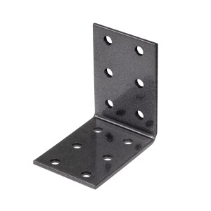 Alberts Lochplattenwinkel, 60x60x40 mm, Schwarzdiamant, mit Löchern zur einfachen Montage.