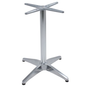Silbernes DELUKE Tischgestell LARA mit 4 Füßen aus Aluminium, 70x66x66 cm.