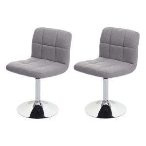 2er Set: Graue Polsterstühle Cadiz mit Chromfuß, 360° drehbar, ideal für Esszimmer.