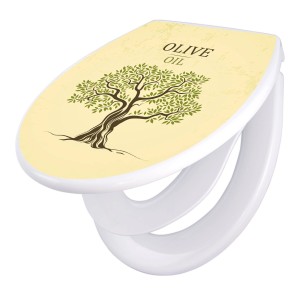 Banjado Familien WC-Sitz mit Olivenbaum Motiv. Klodeckel mit integriertem Kindersitz und Absenkautomatik.