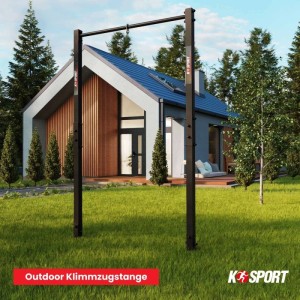 K-SPORT Outdoor Klimmzugstange aus Stahl, geeignet für Street Workout im Garten.