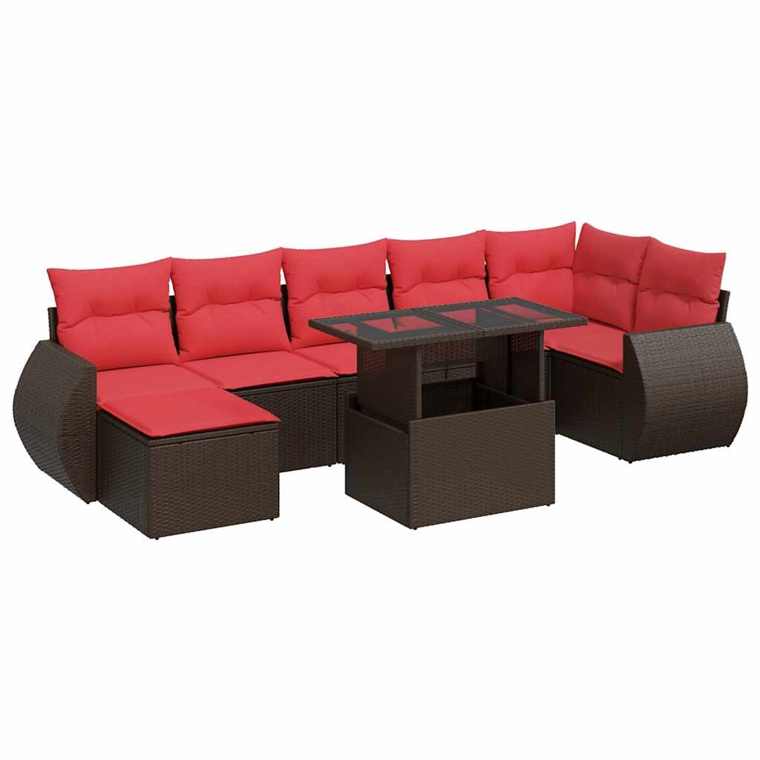vidaXL 8-Tlg Garten-Sofagarnitur mit Kissen Braun Poly Rattan Akazie 332668 günstig online kaufen