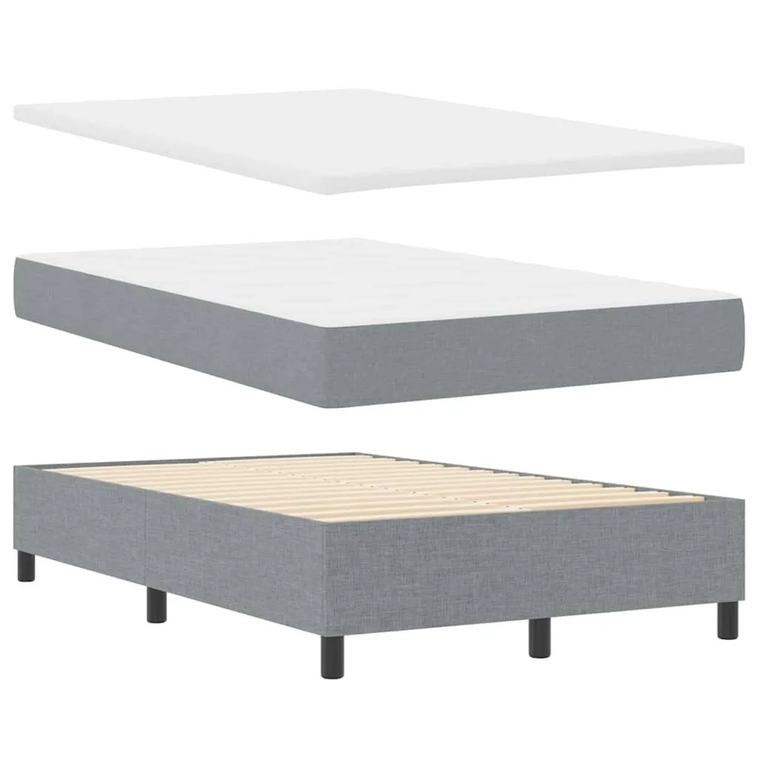 vidaXL Boxspringbett Hellgrau 120 x 190 cm Stoff & Holzwerkstoff 3344128 günstig online kaufen