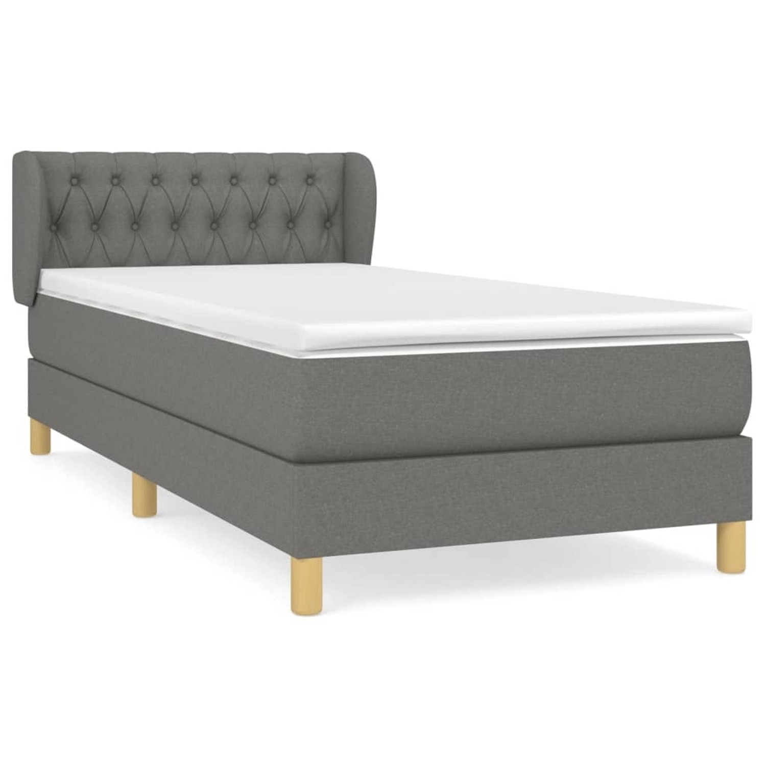 vidaXL Boxspringbett mit Matratze Dunkelgrau 100x200 cm Stoff1372177 günstig online kaufen
