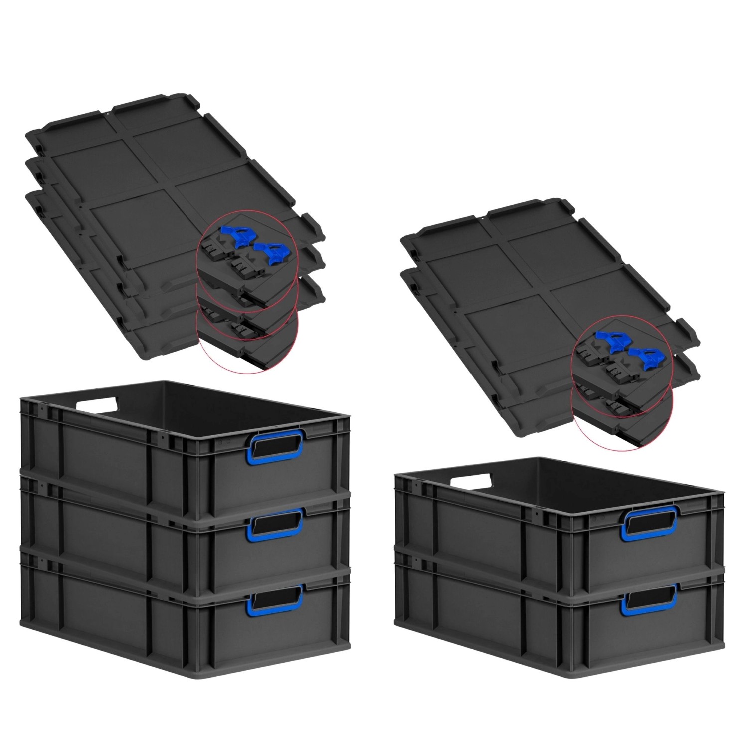 PROREGAL SuperSparSet 5x Eurobox Nextgen Color Mit Scharnierdeckel HxBxT 17 günstig online kaufen