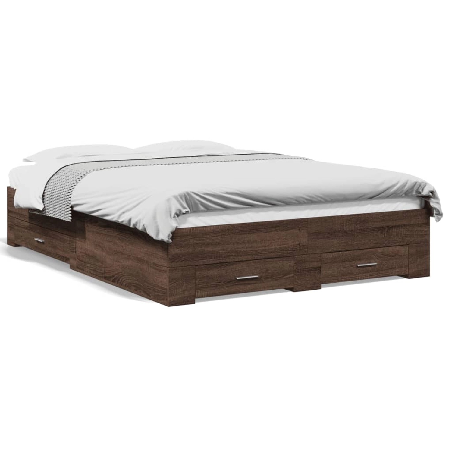 vidaXL Bettgestell mit Schubladen Braun Eichen-Optik 135x190 cm 3280411 günstig online kaufen