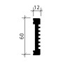 Technische Zeichnung einer weißen PROFHOME Wandleiste (6 cm hoch, 1,2 cm tief) für Paneele.