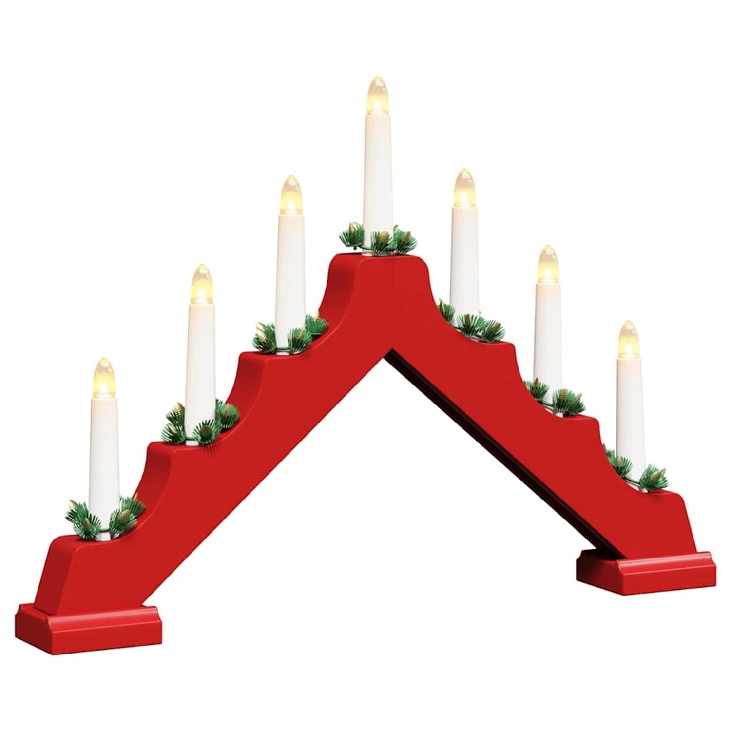 vidaXL Weihnachtskerzenbrücke mit 7 LEDs Rot 39,5 x 5 x 29 cm 42019705