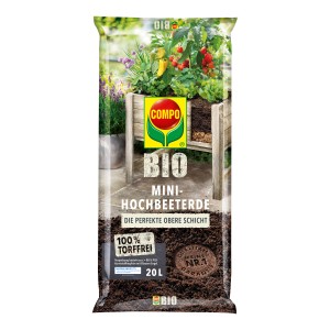 Sack Compo BIO Mini-Hochbeeterde, torffrei, 20L für Gemüse und Kräuter im Mini-Hochbeet.