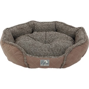 Braunes Heim Hunde- und Katzenbett Slurry, 70x64x14 cm, mit Fellimitat und rutschfester Unterseite.