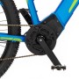 Detailaufnahme: Blaues Fischer E-Bike Mountainbike Montis 6.0i mit Mittelmotor und Kette.