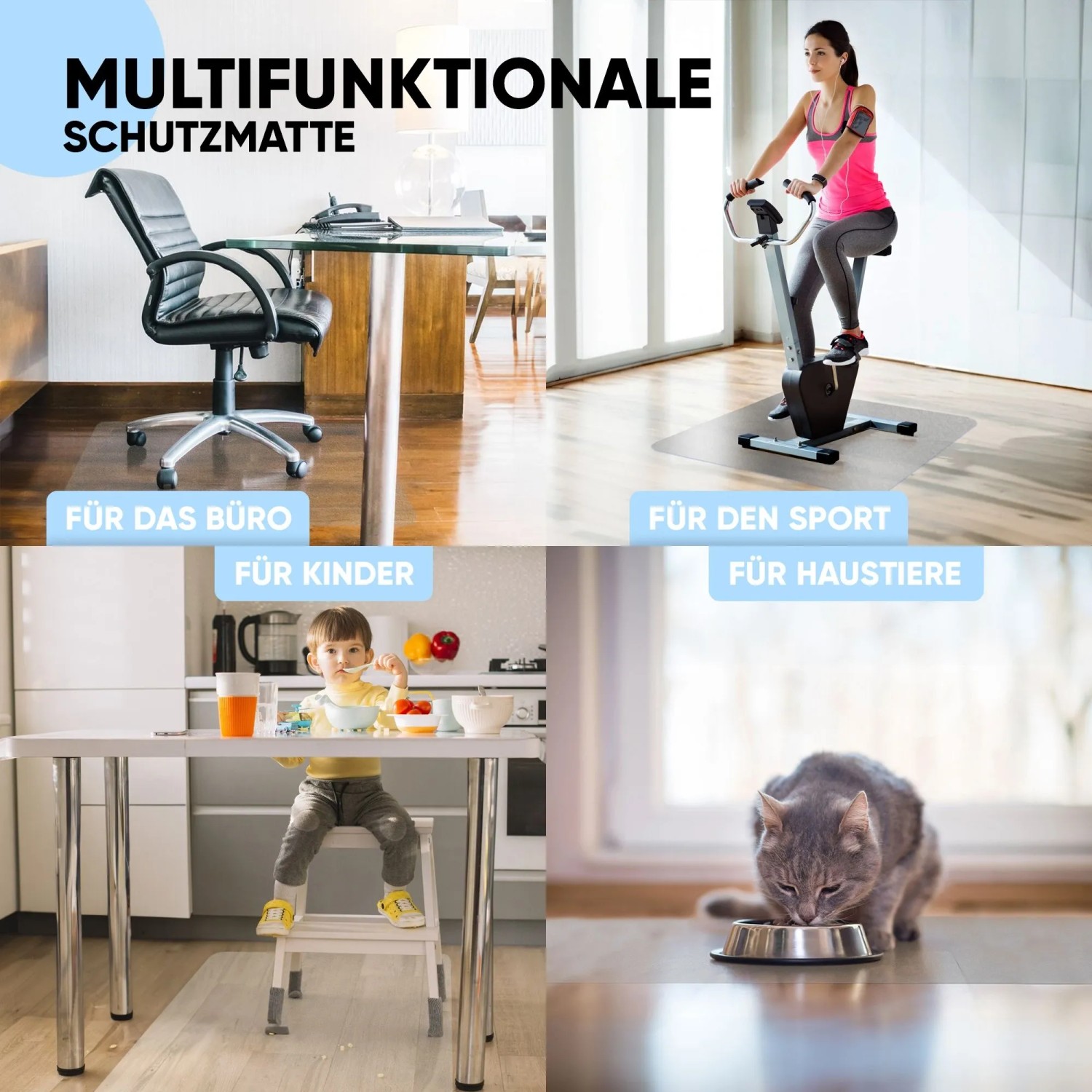 Björn&Schiller Bodenschutzmatte transparent für Büro, Sport, Kinder und Haustiere.