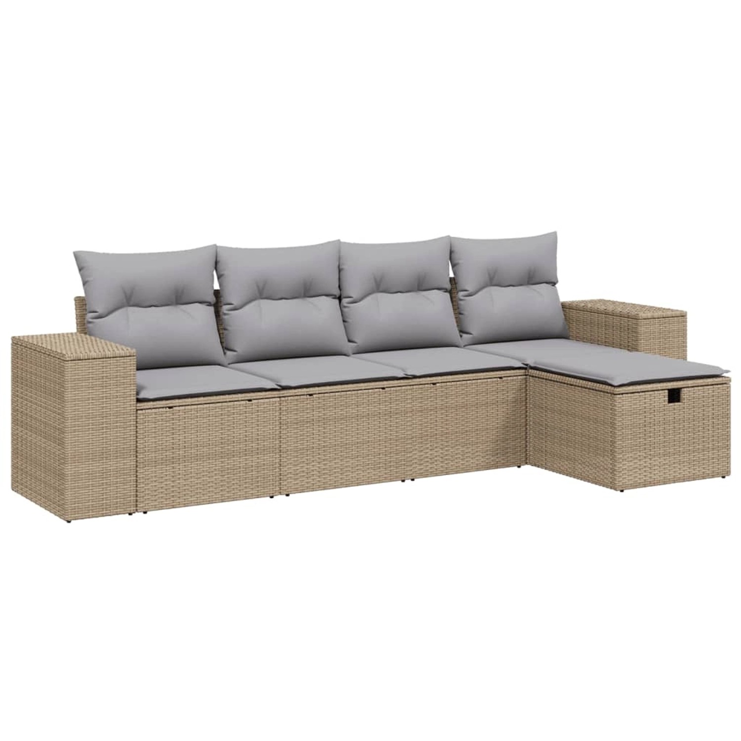 vidaXL 5-tlg Garten-Sofagarnitur mit Kissen Beige Poly Rattan Modell 89 günstig online kaufen