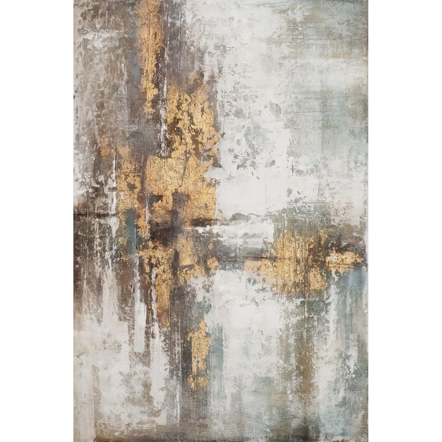 Art Universe Leinwandbild Abstrakte Farbkomposition in Beige und Gold 100 x 150 cm