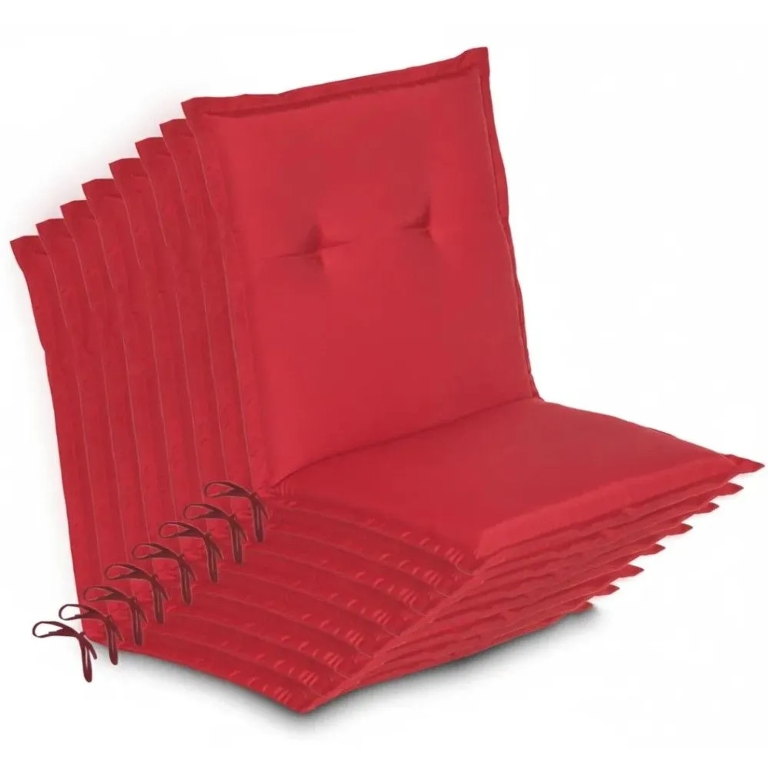 Beautissu 8er Set Niedriglehner Auflage Gartenstuhl Loft NL 100x50x6cm Rot