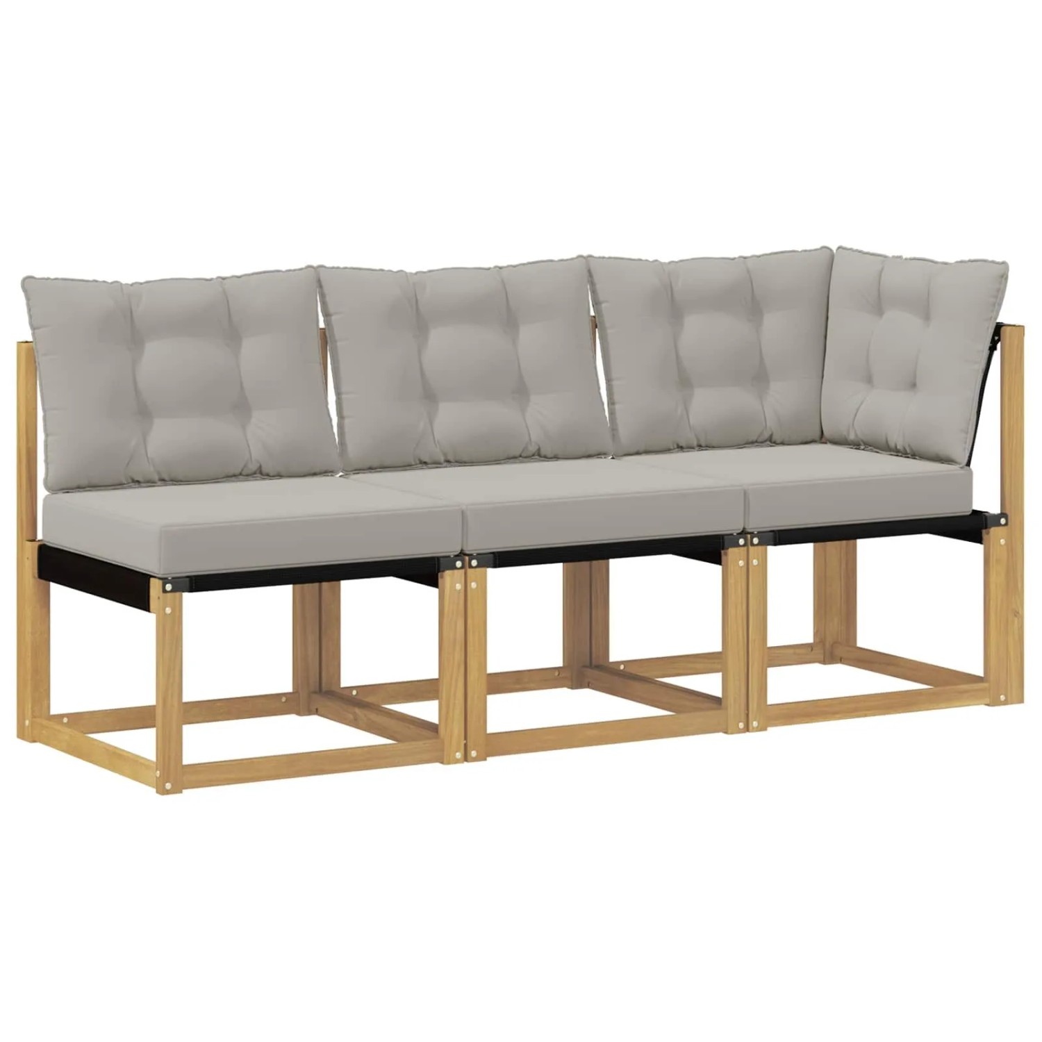 vidaXL Outdoor Mittel- und Ecksofa mit Kissen 3 Stück Weiß 901622