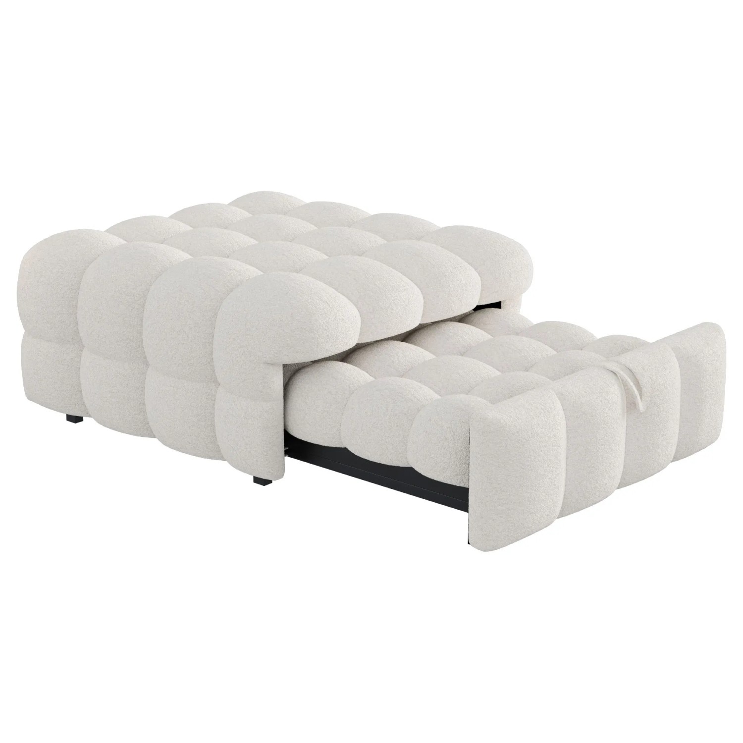 Merax Schlafsofa Boucle Fußhocker 2in1 Beige