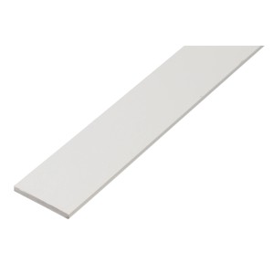 Weiße Kunststoff Flachstange, 2x20x1000 mm, ideal für diverse Anwendungen.