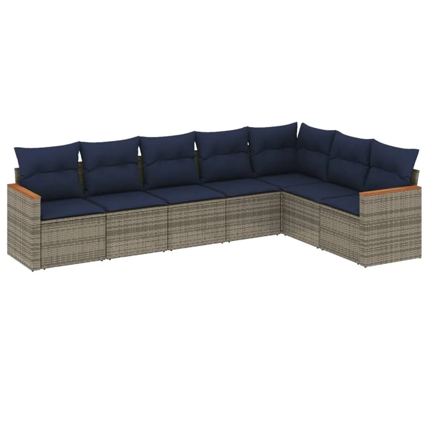 vidaXL 7-Tlg Gartensofa-Set mit Kissen Grau Polyrattan 3226033 günstig online kaufen