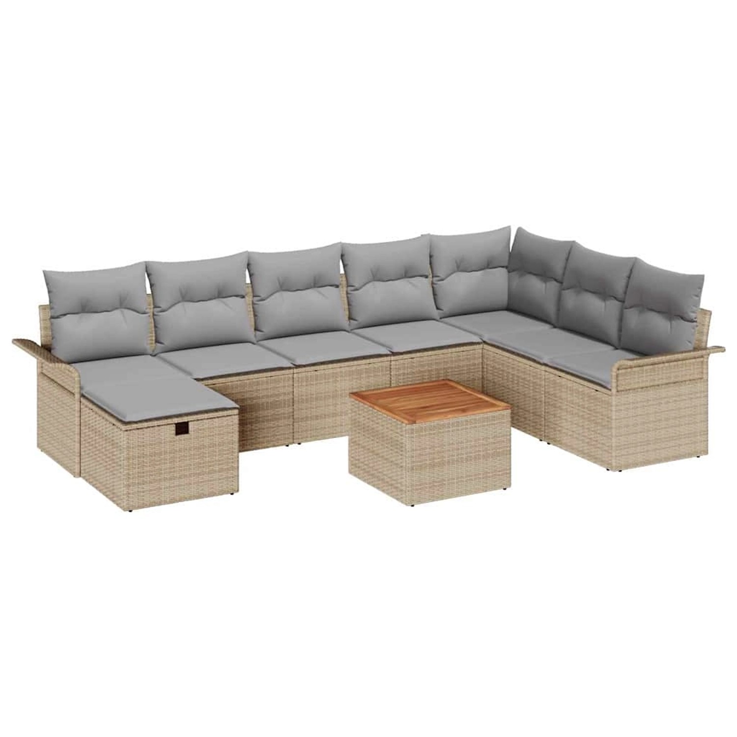 vidaXL Garten-Sofa-Set mit Kissen mit Speicher 9-Tlg Beige Poly Rattan 3359 günstig online kaufen