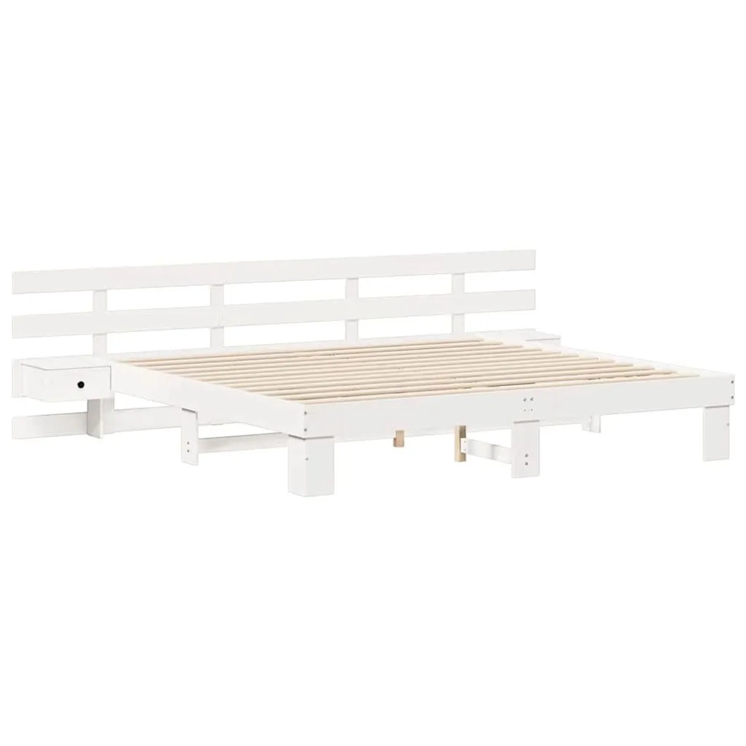 vidaXL Bettrahmen mit Kopfteil Weiß 200 x 200 cm Massives Kiefernholz 3385677