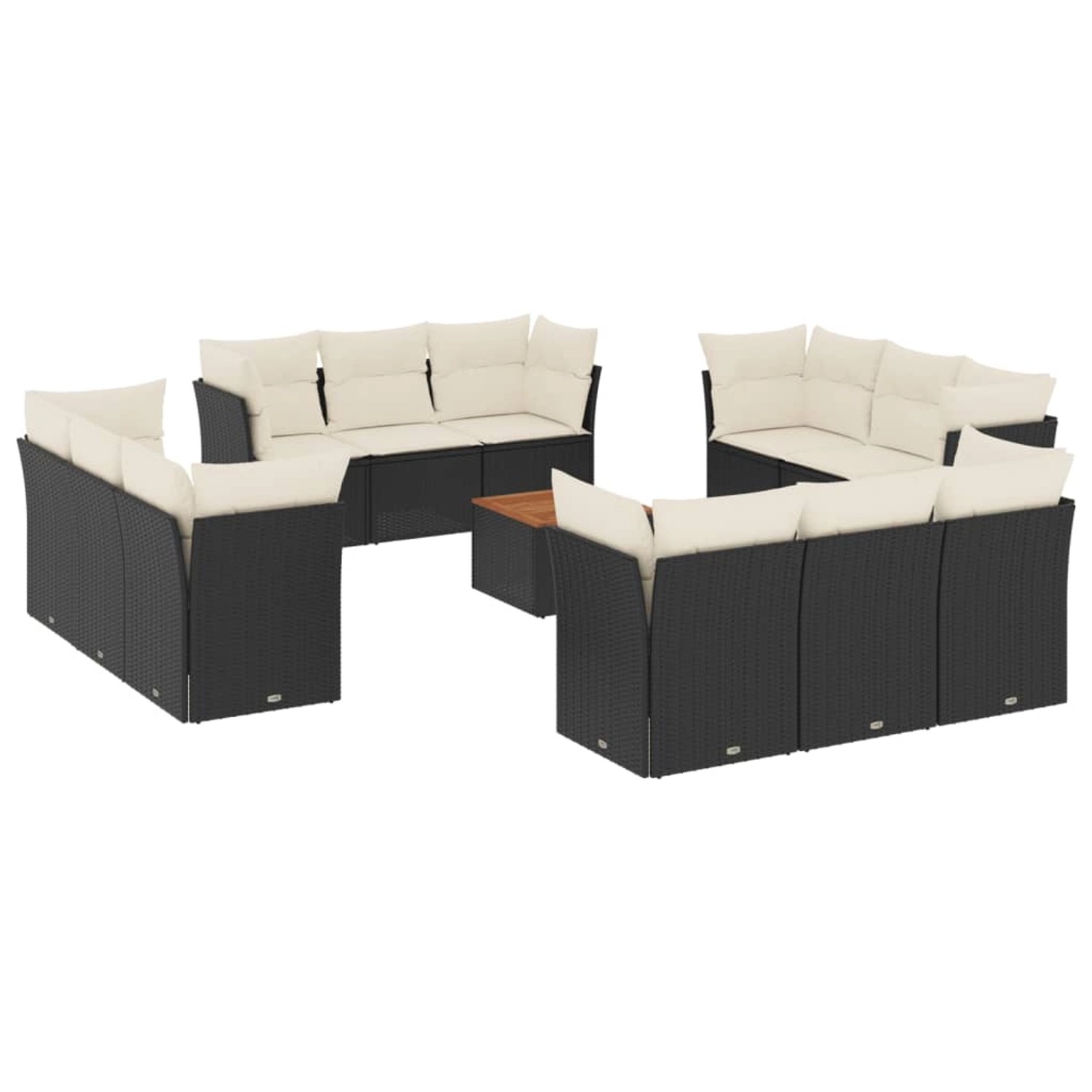 vidaXL 13-Tlg Garten-Sofagarnitur mit Kissen Schwarz Poly Rattan 3255867 günstig online kaufen