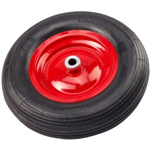 Luftrad Ø 400 mm mit roter Stahlfelge und 88 mm Nabe für Rollen und Räder.