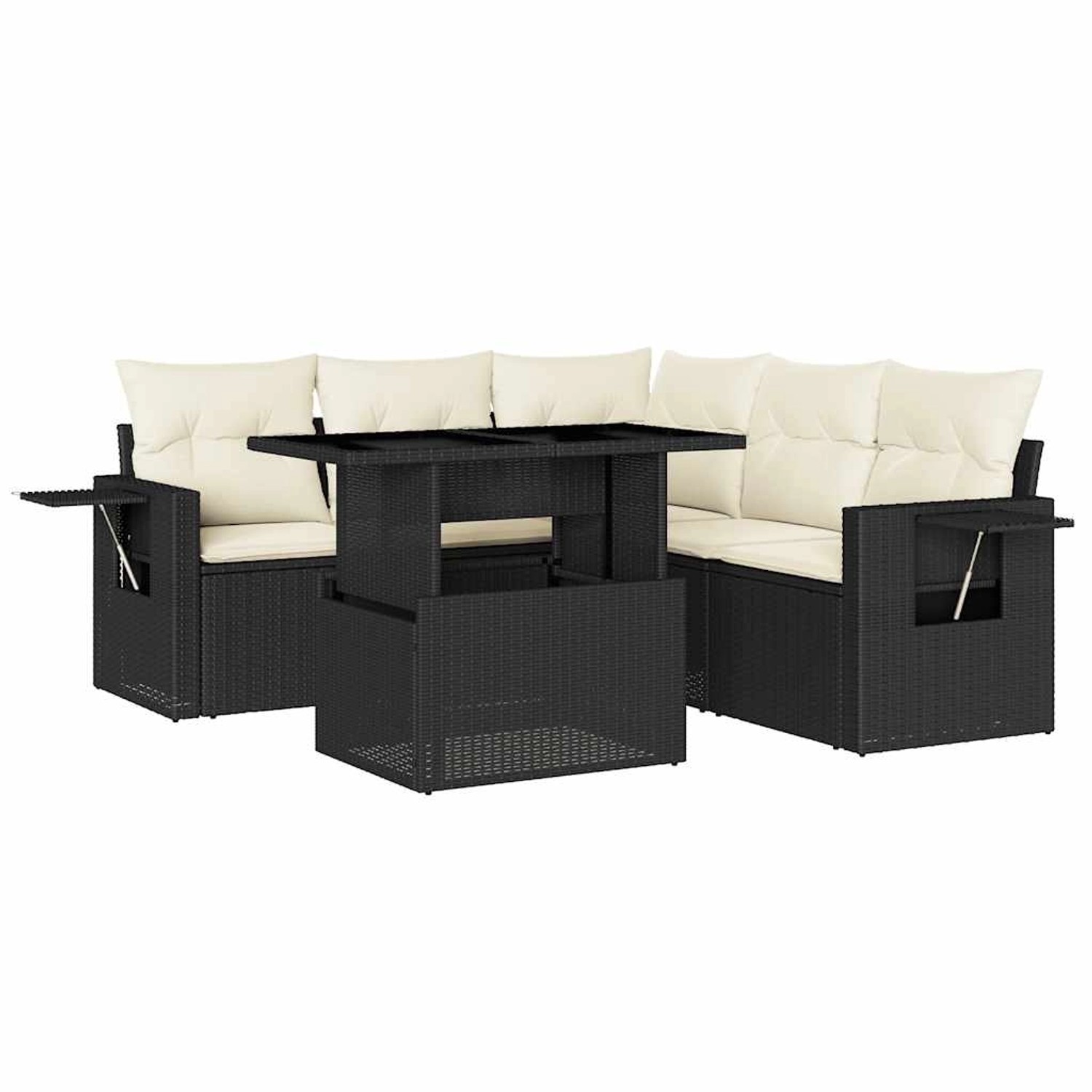 vidaXL 6-Tlg Garten-Sofagarnitur mit Kissen Schwarz Poly Rattan 3267896 günstig online kaufen