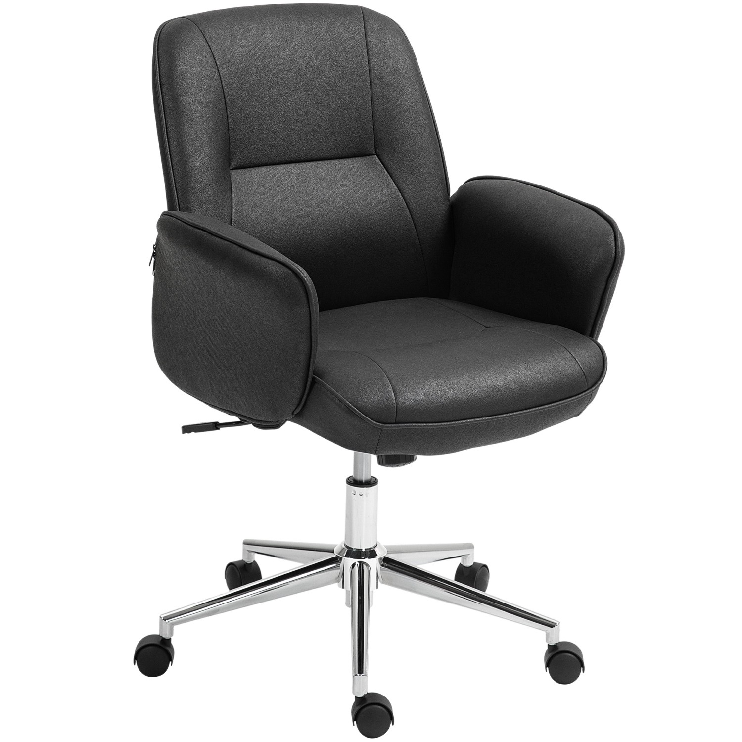 Vinsetto Bürostuhl Mikrofaser Stahl Schwarz 67L x 69B x 92-102H cm günstig online kaufen