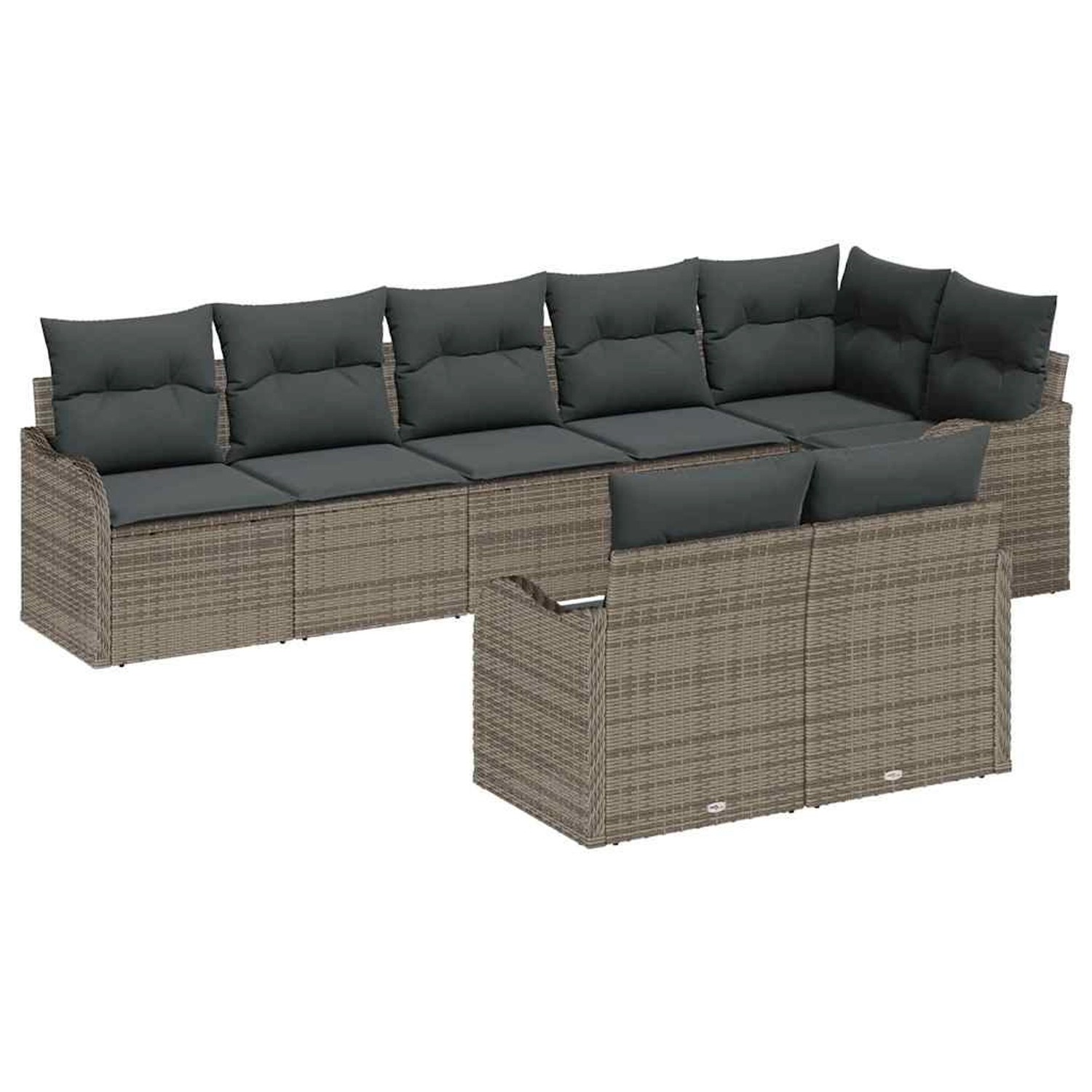 vidaXL 8-Teiliges Garten Sofa Set mit Kissen Grau Poly Rattan 3345749 günstig online kaufen