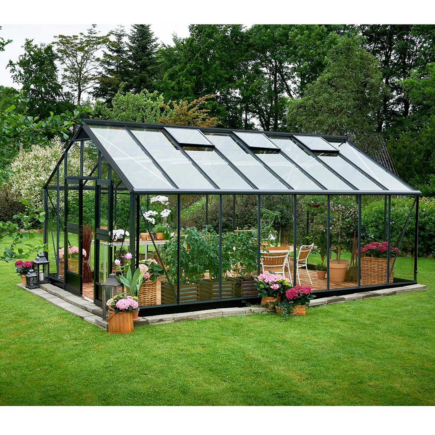 Juliana Gewächshaus Gärtner 21,4 m² 3 mm ESG Anthrazit/Schwarz kaufen