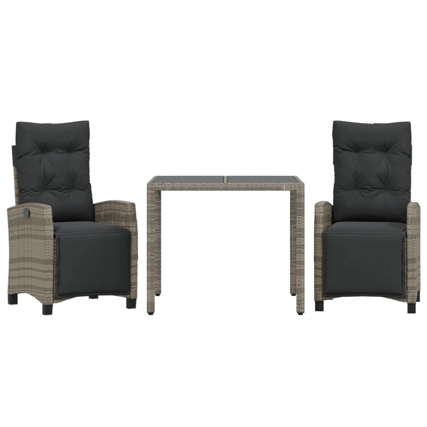vidaXL 3-Tlg Garten-Essgruppe mit Kissen Grau Poly Rattan 3212894 günstig online kaufen