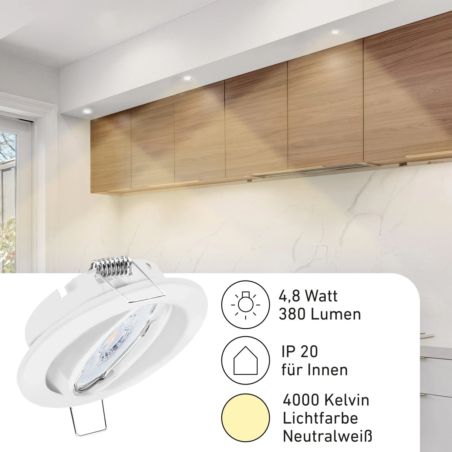 Oktaplex Dijon Einbauspot 12er Set, LED, neutralweiß (4000K), schwenkbar, weiß. Deckenstrahler für Innenräume.