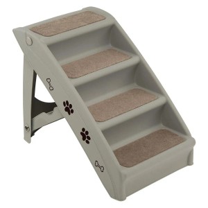 Costway 4-Stufige Haustiertreppe Hunderampe Tragbar Tiertreppe Grau