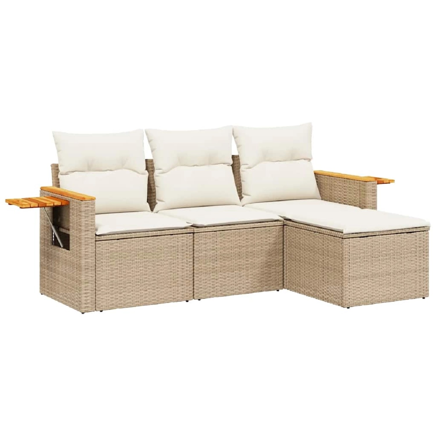 vidaXL 4-Tlg Garten-Sofagarnitur mit Kissen Beige Poly Rattan 3226744 günstig online kaufen